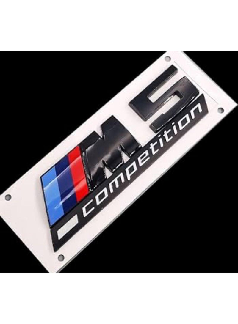 بي إم دبليو شعار BMW M5 Competition الخلفي المعدني اللامع باللون الأسود - - Image 3